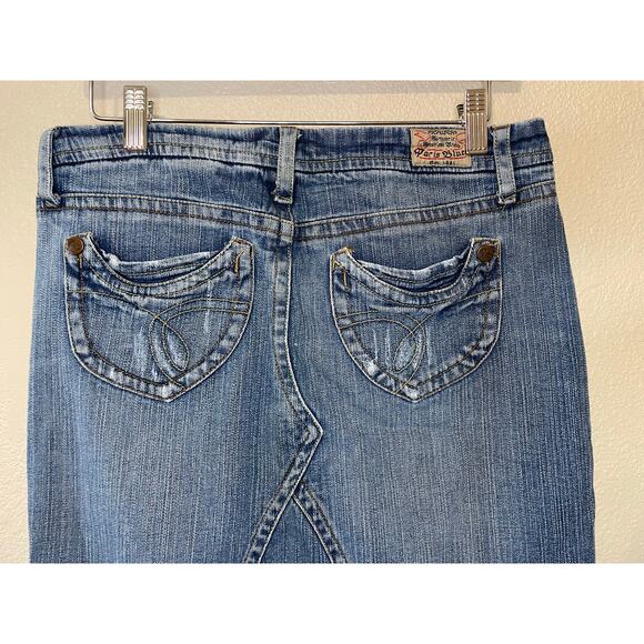VTG Paris Blue Y2K Western Boho Style Mini Medium Wash Denim Skirt Size 7 - Picture 14 of 14